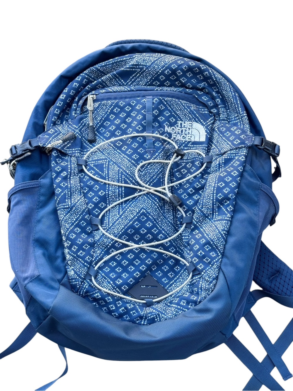 The North Face Blue Geometric Print High End Flex Vent Backpack MINTY